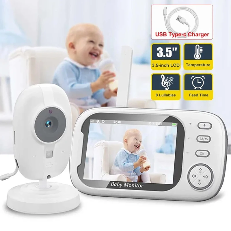 3.5 Inch Video Baby Monitor 2.4G Mother Kids 2 Way Audio Talk Night Vision Security Cameras Video Surveillance Temperature Cam