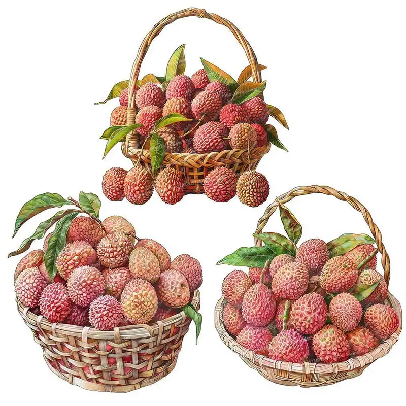 New Style Lychee Basket Pastoral Style Wall Stickers Kitchen Decoration Dining Room Living Room Cabinet Refrigerator Decal M1334