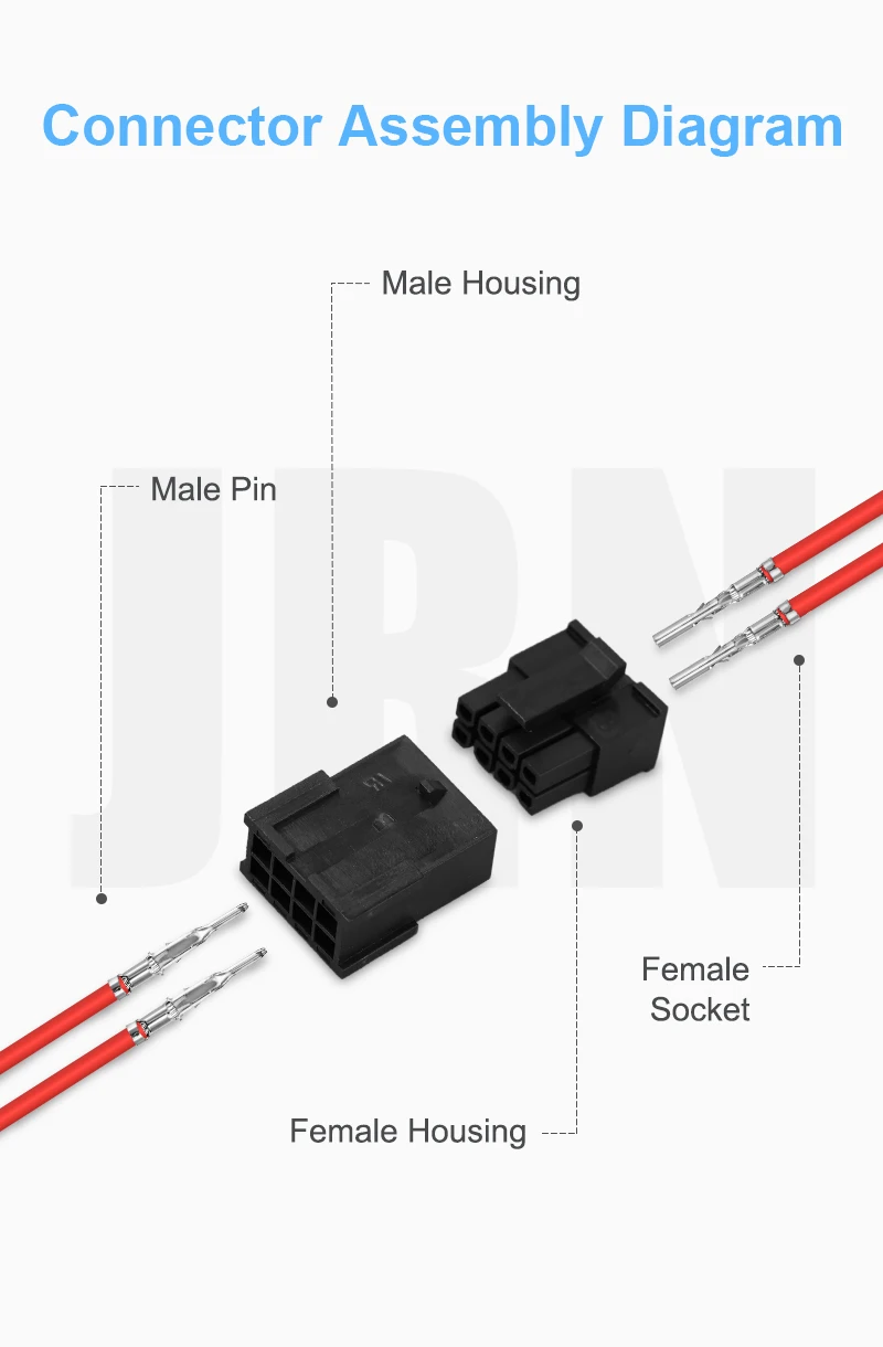 JRready JRN009 2-8P Molex 3.0 Micro-Fit Kit, Stecker- und Buchsenverbinder mit Kabelanschluss 20-24AWG, 10er-Set – Detail 5
