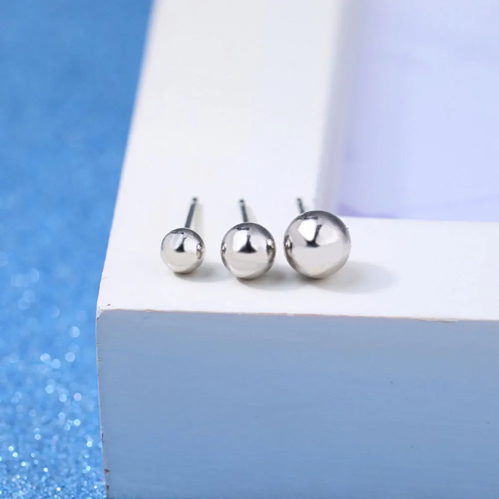 

925 Sterling Silver 8/10MM Glossy Ball Earrings Fashion Ladies Wedding Party Jewelry Accessories
