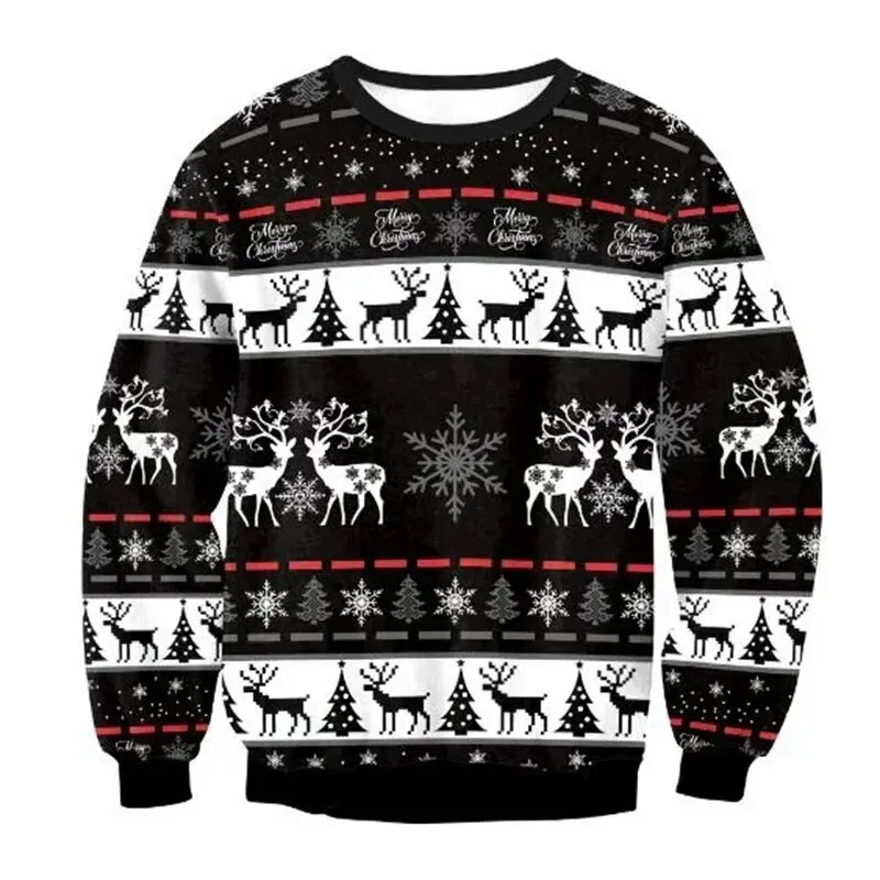 Atumn and winter fashionable men's sweater with Christmas pattern 3D printed ugly sweater neutral street casual pullover Q0200