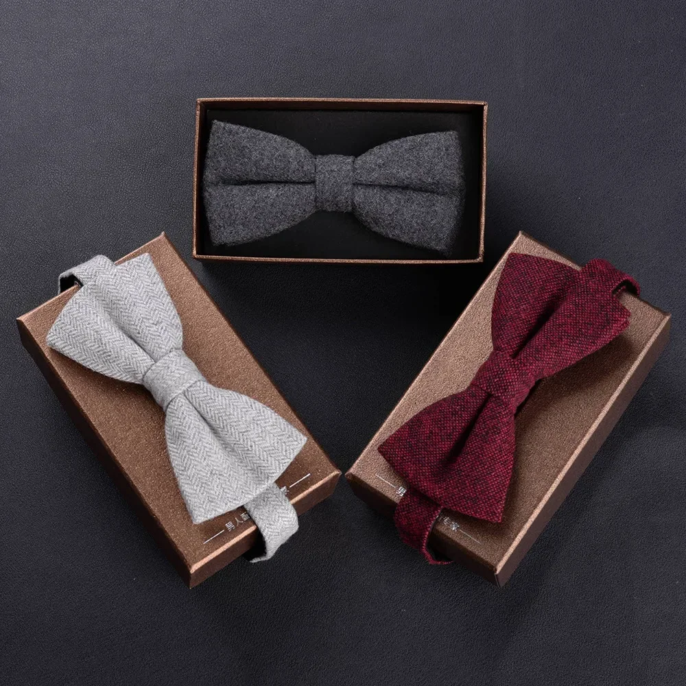 

Bow tie Wedding Male groom Best man emcee suit jk tie Student solid color double wool bow