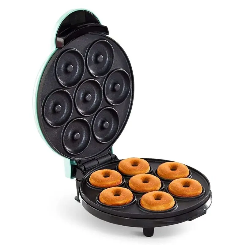 A05G-Electric Donut Maker Automatic Heating Egg Cake Bread Baking Machine 700W Kitchen Breakfast Makes 7 Donuts US Plug