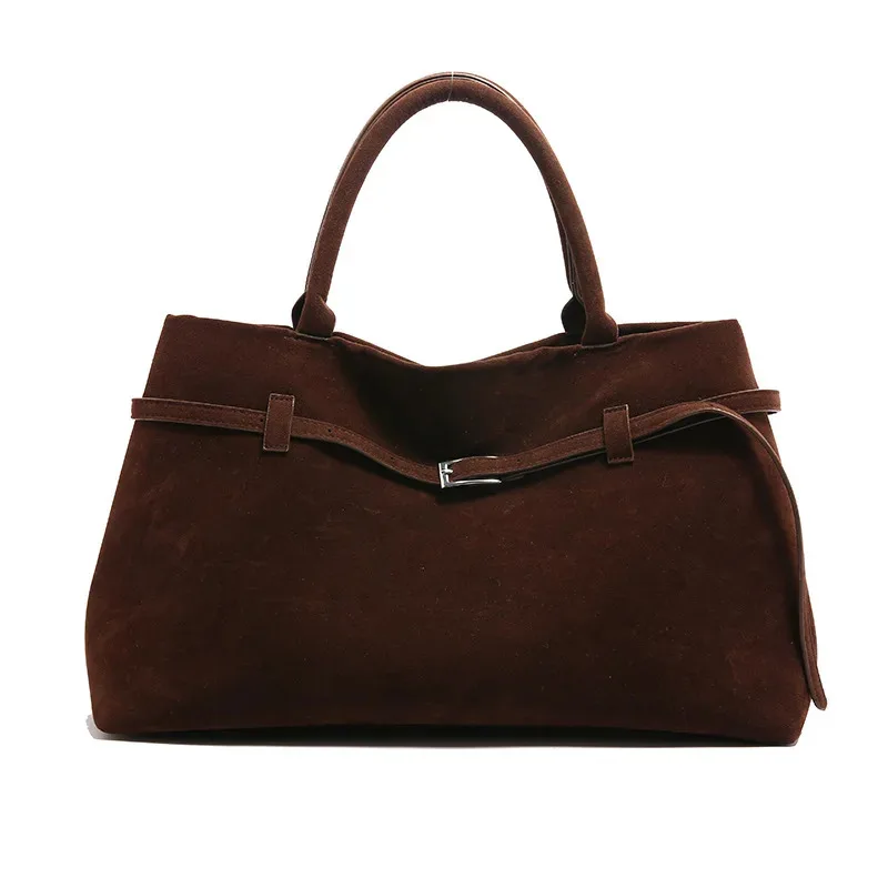 Vintage Satin-Leather Tote Bag – Casual Style with Buckle Closure, Large Capacity for Commuting & Everyday Shoulder Carry image 6