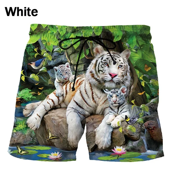 Pantalones cortos con estampado 3d de animales para hombre y mujer, Shorts deportivos informales con estampado de tigre