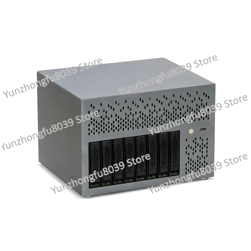 rNAS/AIO chassis DIY8 disk ATX half height pcie black Qunhui SFX file storage server