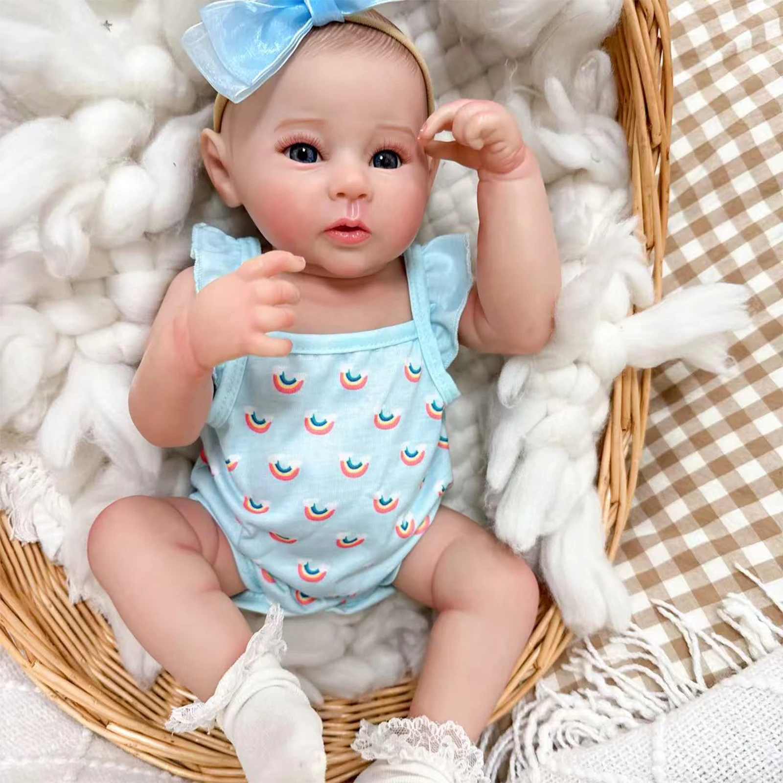 18インチ全身ビニール製リボーンドール、レイブン、洗える、3Dペイントスキン、血管が見える、新生児ベビードール、ベベリボーンおもちゃ、クリスマスプレゼント