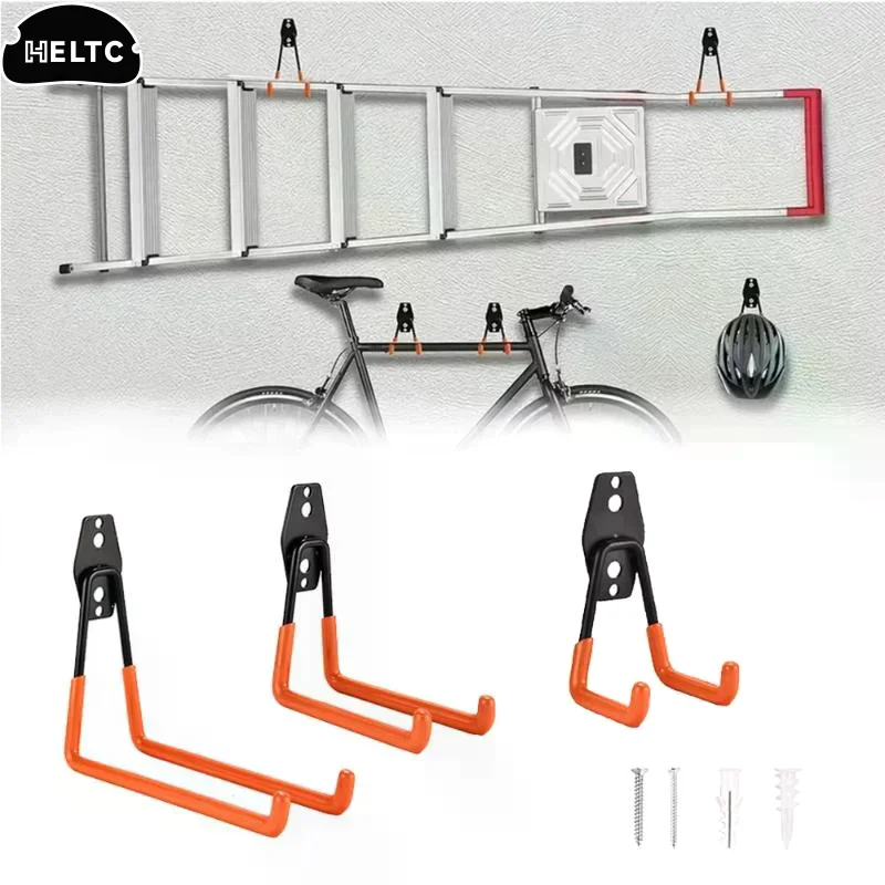 Heavy Duty Wall Mount Iron Hook Garage Organizer Bicycle Ladder Hanger Anti Slip For Garden Tools Home Workshop