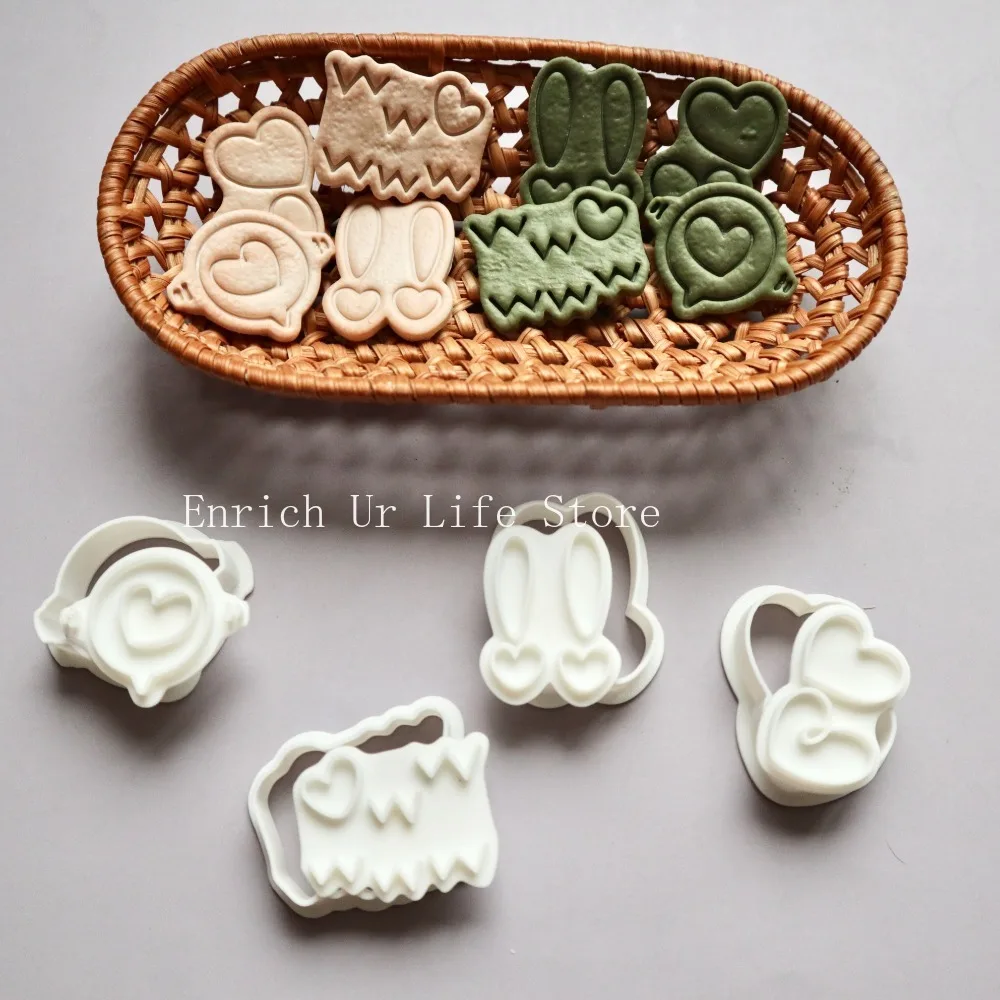 Valentine's Day Mini Cute Heart Cookie Cutter Cartoon Symbol Love Biscuit Mold 3D Fondant Pastry Biscuit Cutting Mold Tools