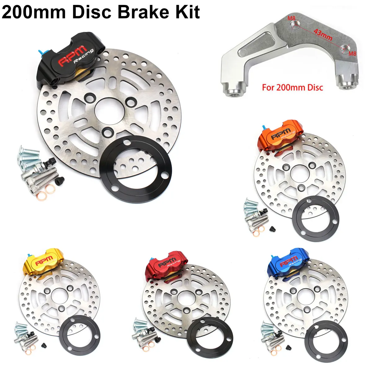 

Передний дисковый тормозной суппорт RPM для мотоцикла, 200 мм, ротор, подходит для Yamaha 50cc 125cc скутера Aerox JOG BWS Zuma Rsz Dirt Pit Bike