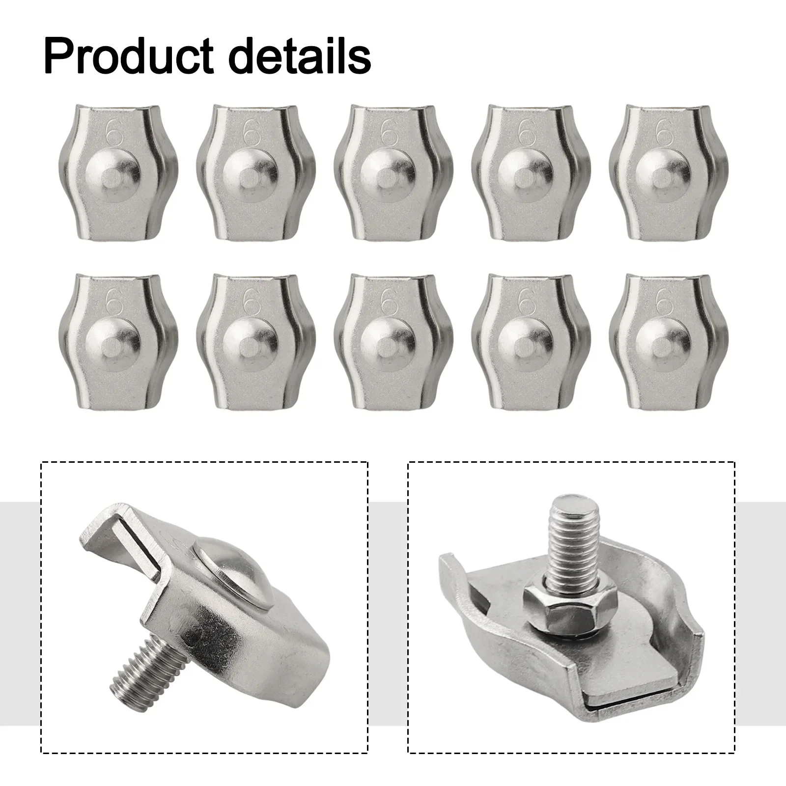 Outdoor Setups Wire Rope Connector Stainless Steel Wire Rope Clamp Brake Line Clamp 304 Stainless Steel Material M6 Size