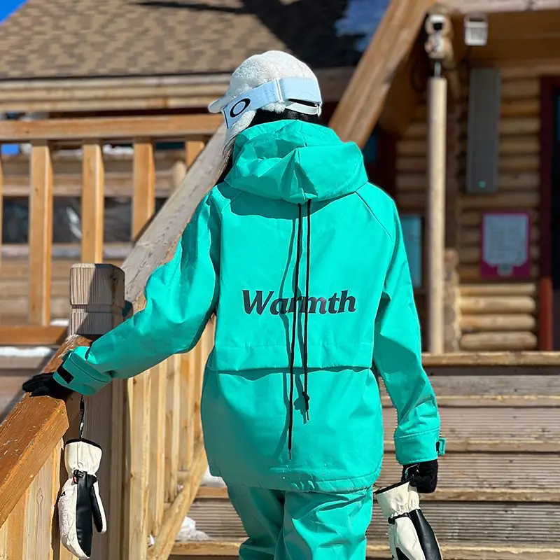 Waterproof Hooded Snowboard Jacket for Girls, Bright and Warm Coat, Thick Pile, Mountaineering Jacket