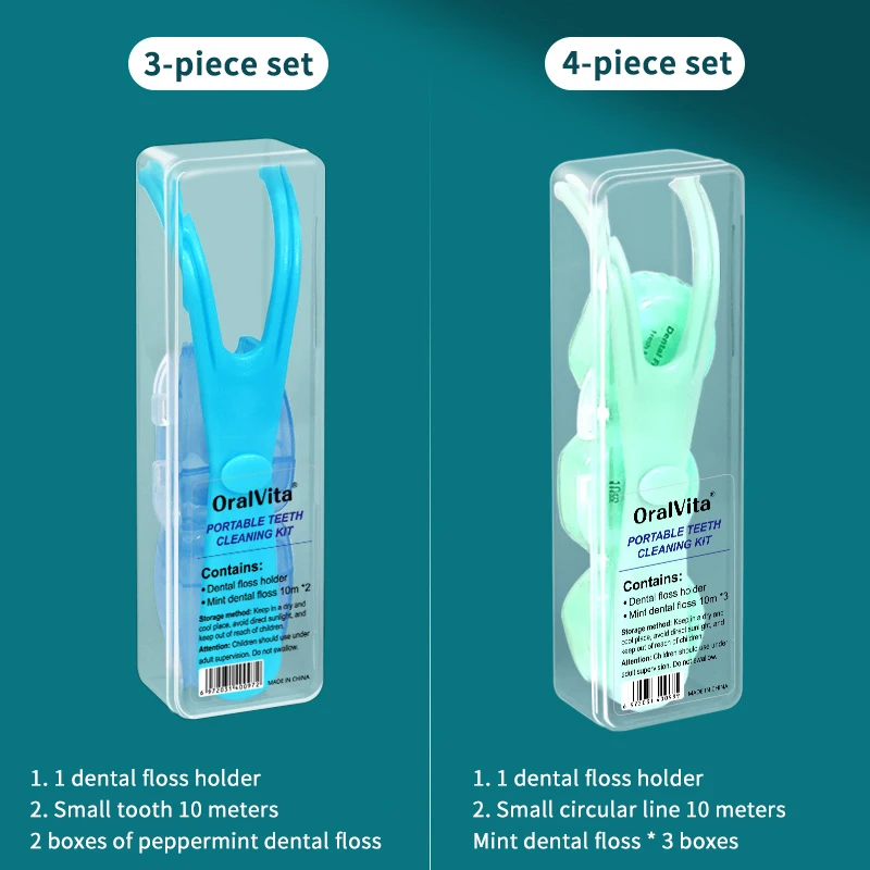 Portable Dental Floss Pick with Case, 10m Refillable & Reusable Handle for Teeth Cleaning On-the-Go, Easy to Use