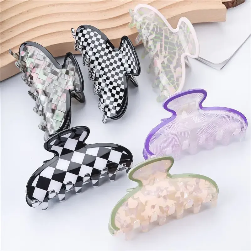 

2025 new simple color blocking, delicate small fragrance, large acetate grab clip, hair scratch on the back of the head