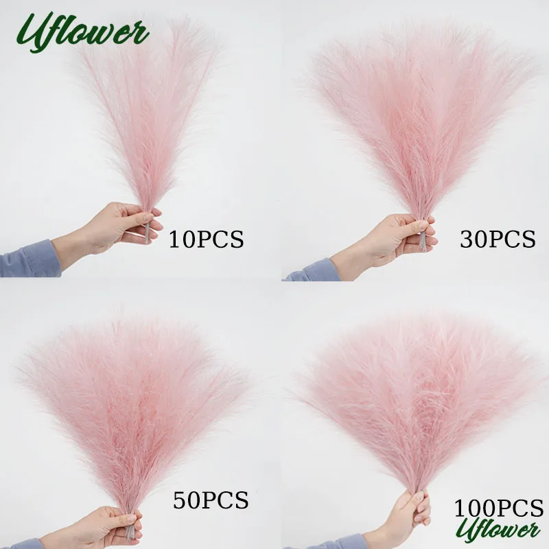 10/30/50/100PCS 42CM Artificial Fluffy Pampas Bohemian Grass Fake Plant Reed Wedding Home Party Decoration