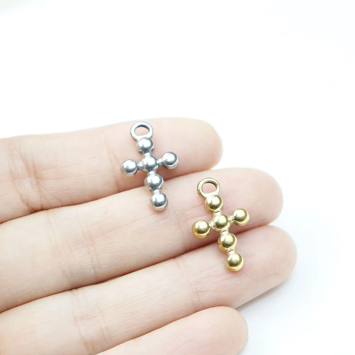 5pcs 12*19mm Cast Stainless Steel Cross Fashion Jewelry Accessory Charms DIY Handcraft PVD Vacuum Plate Waterproof Antiallergic view 2