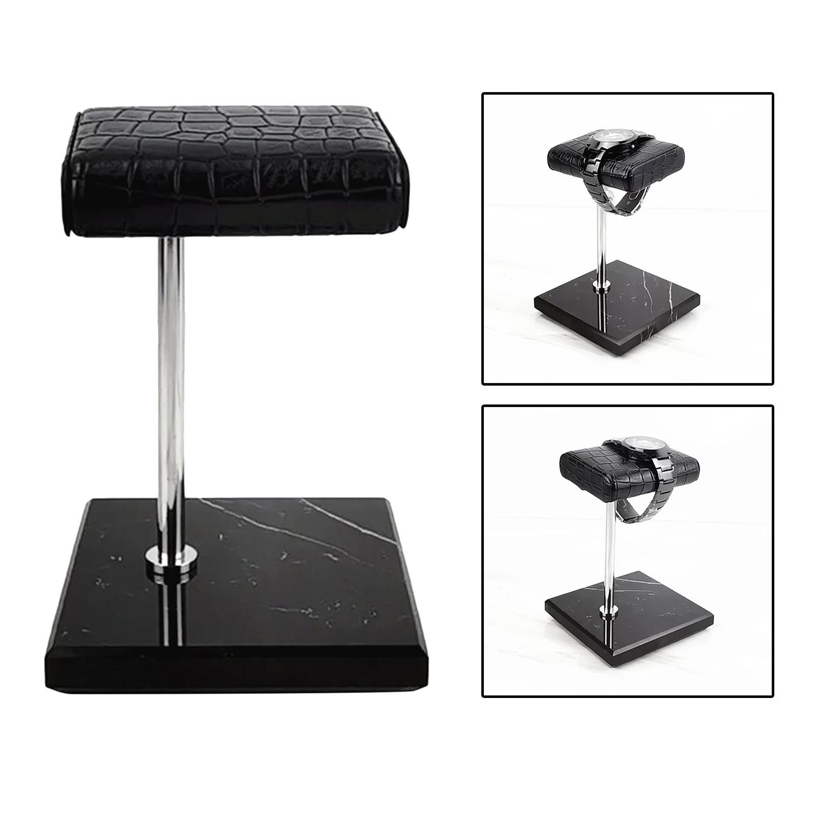 Luxury Watch Stand Display Holder for Men Marble PU Leather Bracelet Jewelry Organizer Countertop Showcase for Home Travel Gift