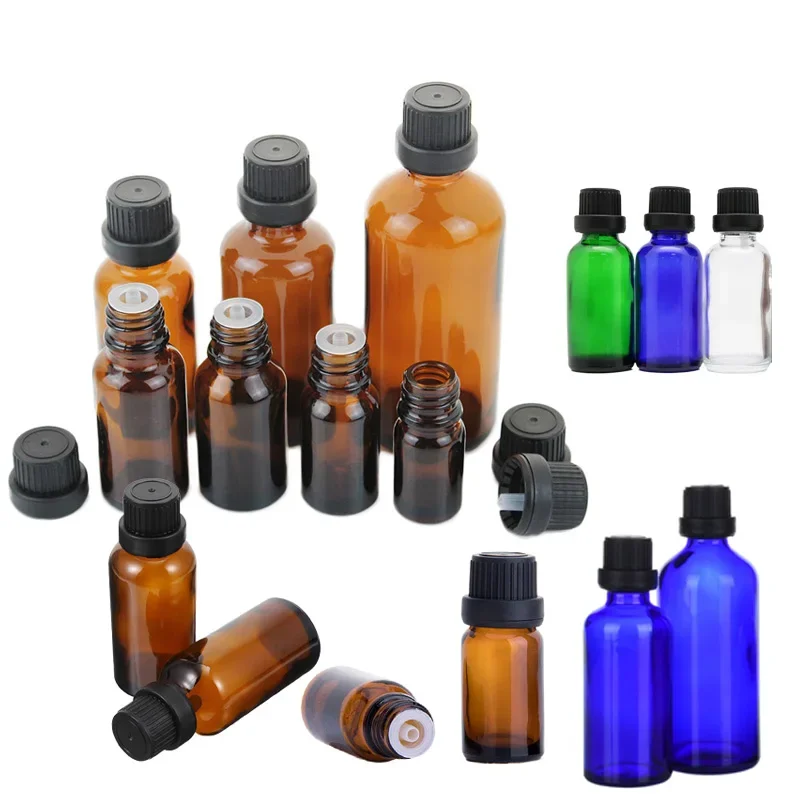 향수 아로마 테라피용 빈 앰버 유리 에센셜 오일 병, 리필 가능, 오리피스 감속기 스포이드 및 캡 포함, 5ml-30ml, 6 개