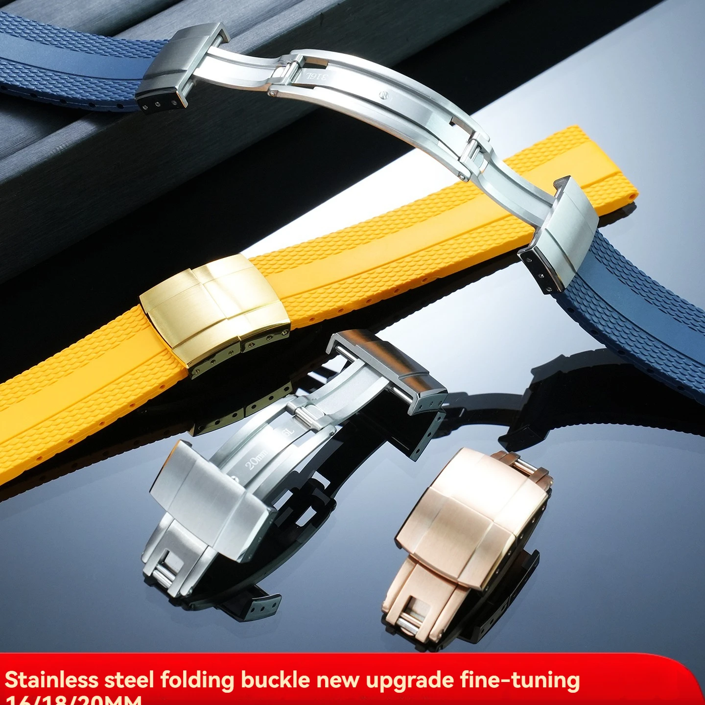 16mm/18mm/20mm Multi-Size Integrated Buckle: 316L Solid Stainless Steel Integrated Buckle with Micro-Adjustment