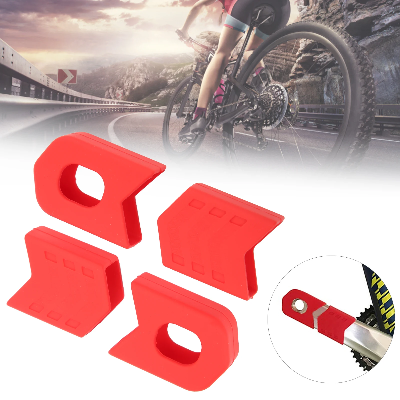 

4pcs MTB Bike Crank Arm Protector Cover Bicycle Silicone Sleeve Pedal Crankse Protective Caps Crankset Cap Protector Accessories
