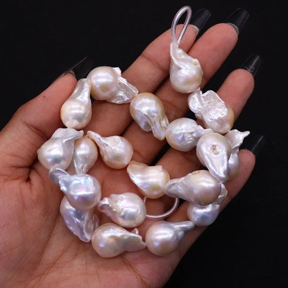 Irregular Natural Freshwater Pearl Beads White Large Baroque Pearl Loose Bead DIY Necklace Bracelet Jewelry Accessory 1 Strand