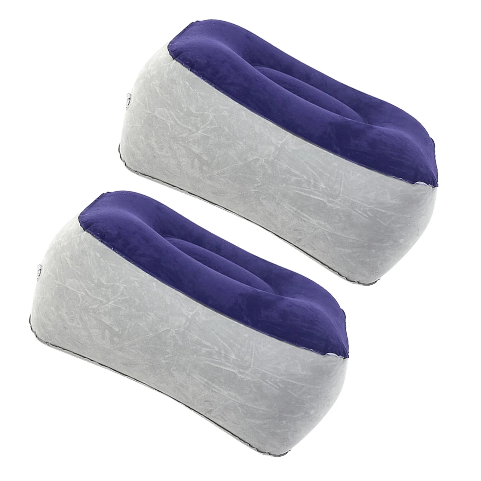 2 Buah Bantal Sandaran Kaki Tiup Abu-abu Biru Sandaran Kaki Portabel untuk Kursi Kantor Rumah Perjalanan Mobil Pesawat Meja Bangku Kaki Eva Lipat