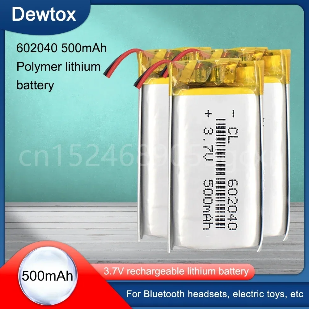 602040   3,7 В, 500 мАч, сменная литий-ионная батарея Lipo, литий-полимерная аккумуляторная батарея для Bluetooth-динамика