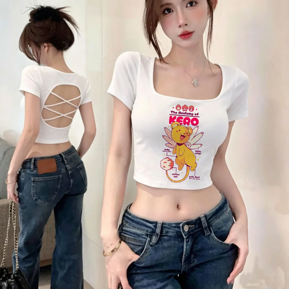 Sakura Card Captor crop top ladies vintage cutecore scene  top tees clearance sales gyaru manga streetwear gothic