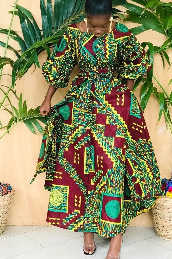 Donne Sexy Boho African Dress Evening Party Long Maxi Africa abiti per le donne stampa abito plissettato Robe Africaine Outfits abbigliamento