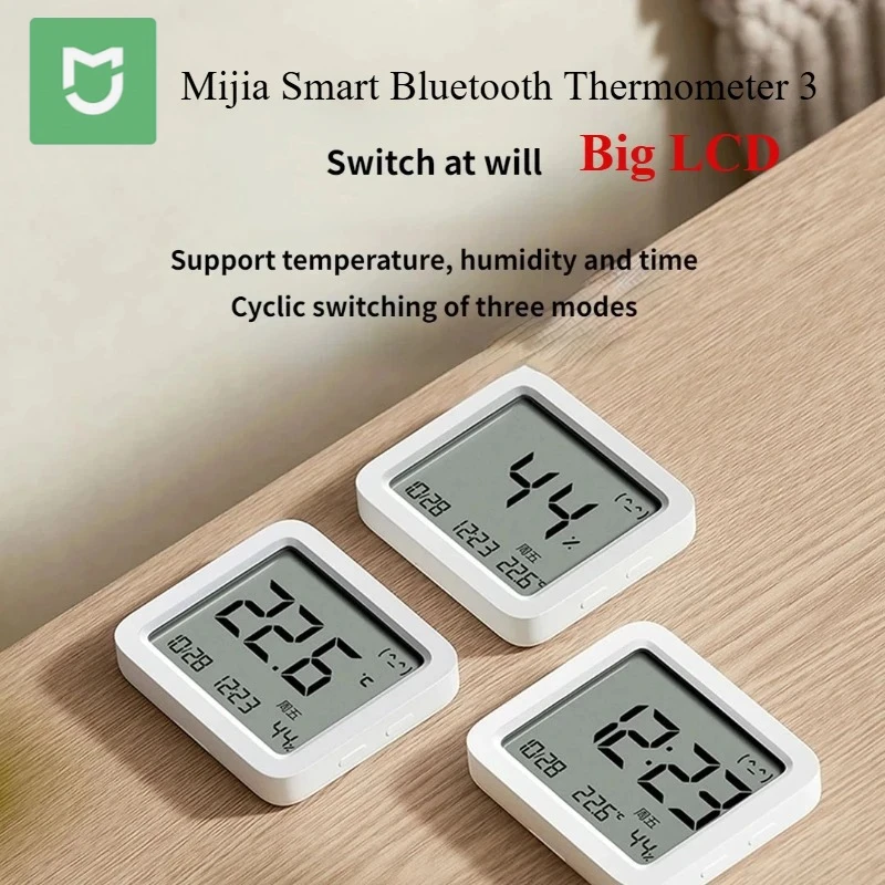 Mijia Smart Bluetooth Thermometer 3 Big LCD Wireless Electric Digital Hygrometer Temperature and Humidity 3 for MiHomeAPP