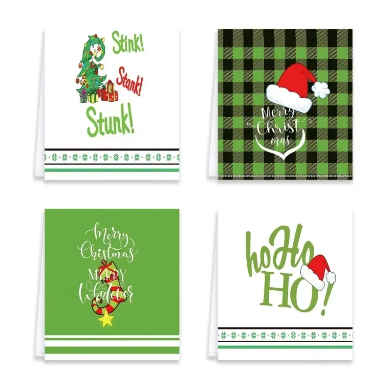 Dish Towel Christmas Kitchen Decoration Microfibre Cloth Home Table Wipe Digital Printed Dish Towel Absorbent Cleaning Cloths