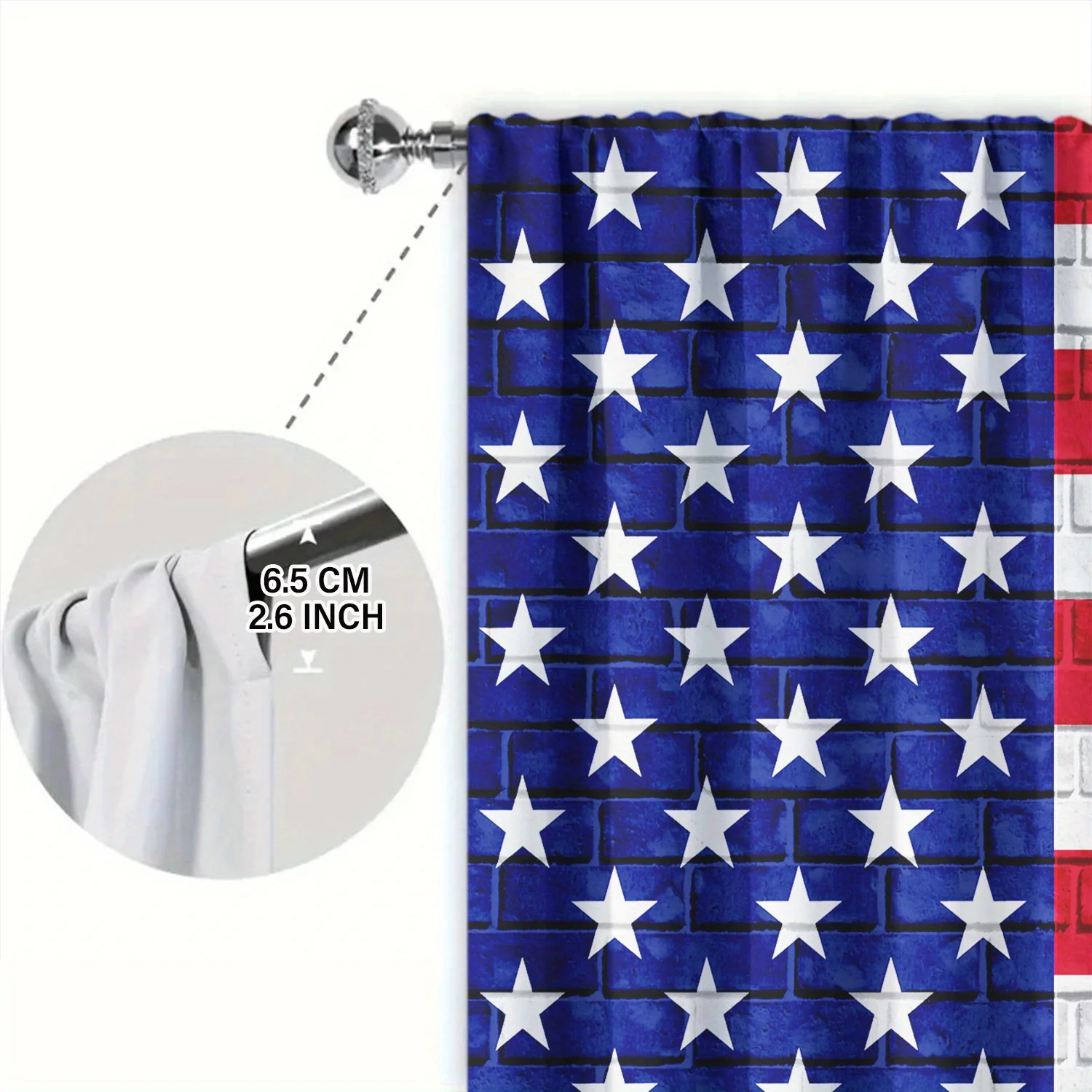 Cortina estampada con bandera americana para decoración del hogar, tratamiento de ventana con bolsillo para dormitorio, oficina, cocina y sala de estar, 2 uds.