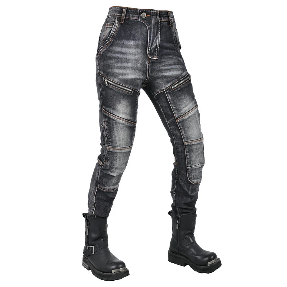 Frauen Retro Motorrad Jeans reißen und fallen widerstands fähige Motorrad fahren Schutz hose Motocross Reise Sicherheits ausrüstung