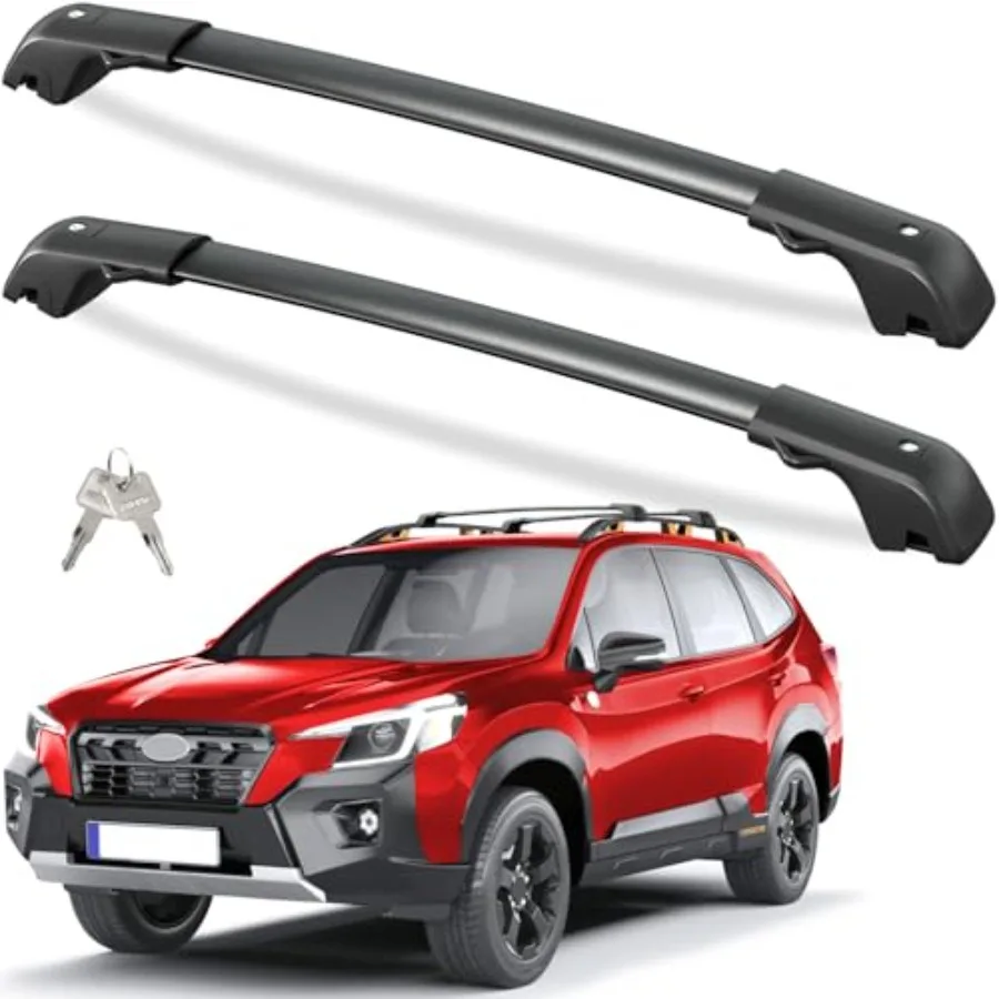 

300lbs Roof Rack Cross Bars Compatible with Subaru Forester Wilderness 2022-2026 with Raised Side Rails Lockable Heavy Duty Alu