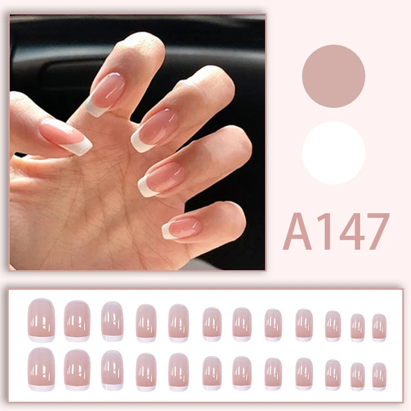 24 قطعة/المجموعة الاطفال متعة لطيف يرتدي الأظافر كاذبة الطازجة مشرق القابلة للإزالة اضغط على مسمار نصائح غطاء كامل الفرنسية الاكريليك الأظافر وهمية