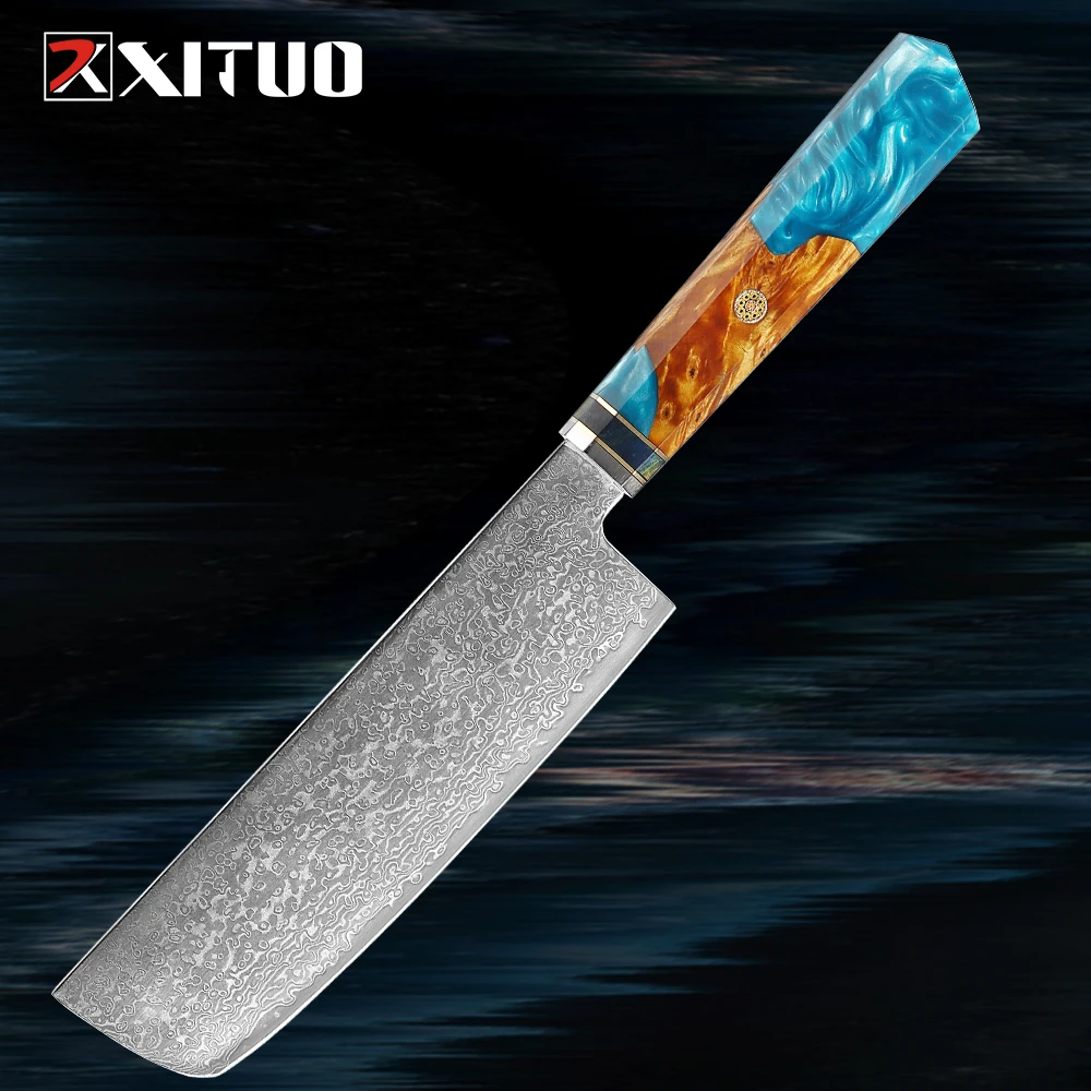 

Professional 7 Inch Nakiri Knife Japanese Damascus Steel Kitchen Knife Meat&Vegetables Knife Sharp Cleaver Cooking Slicing Knife