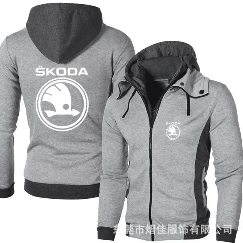 2023 New SKODA Men's Clothing Sweatshirt Casual Male Jacket Fleece Warm Hoodies Quality SportWear Harajuku Outwear