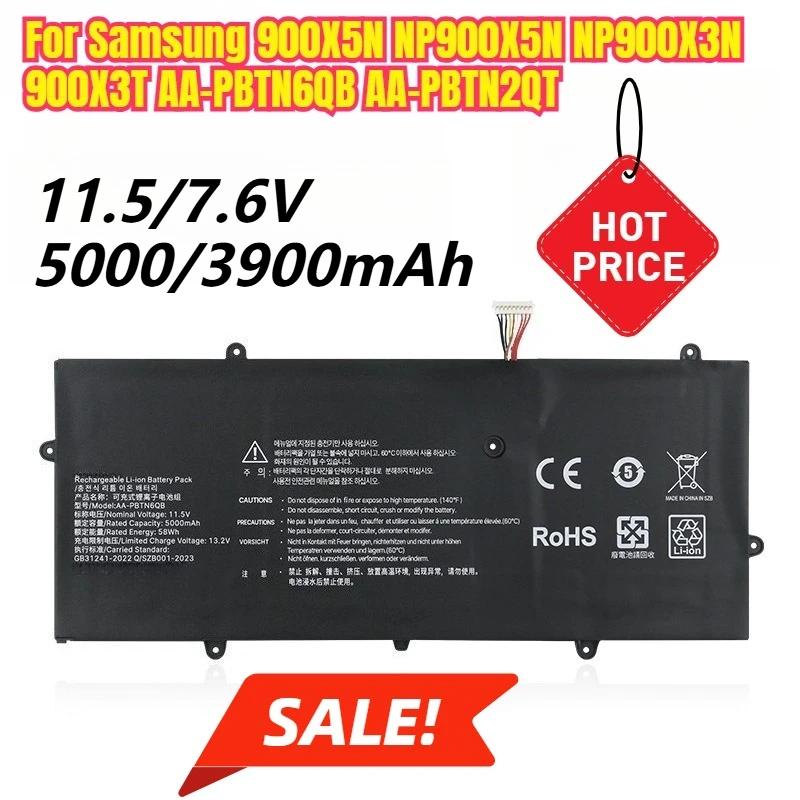 

11.5/7.6V 5000/3900mAh Laptop Batteries for Samsung 900X5N NP900X5N NP900X3N 900X3T AA-PBTN6QB AA-PBTN2QT