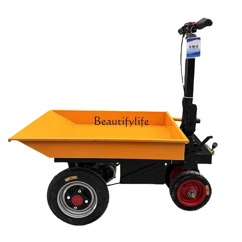 

FG34Construction site electric flat truck pulling sand cement tipping bucket pulling goods portable trolley