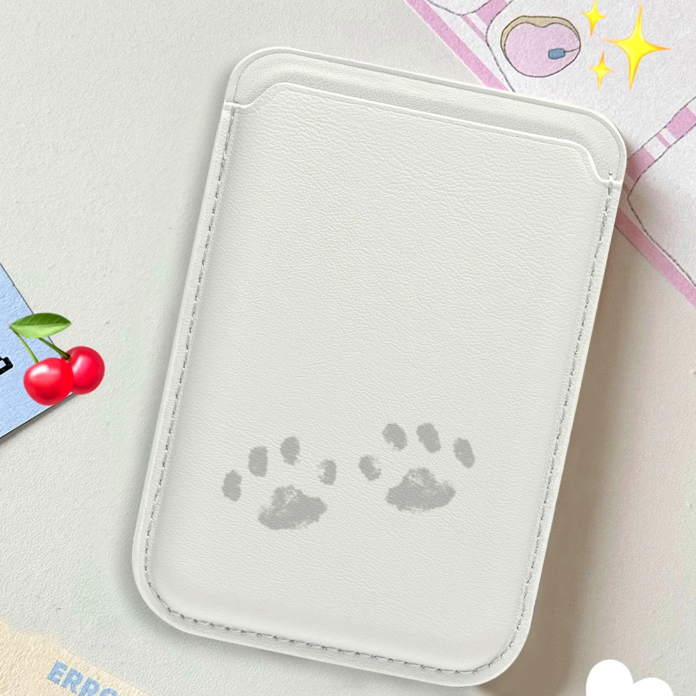 Niedliche Paw Bean Leder-Kartenhülle Handy-Kartenhalter Magnetische Hülle Geeignet für alle iPhones mit Magsafe-Kartenfunktion Handy-Rückentasche – Detail 2