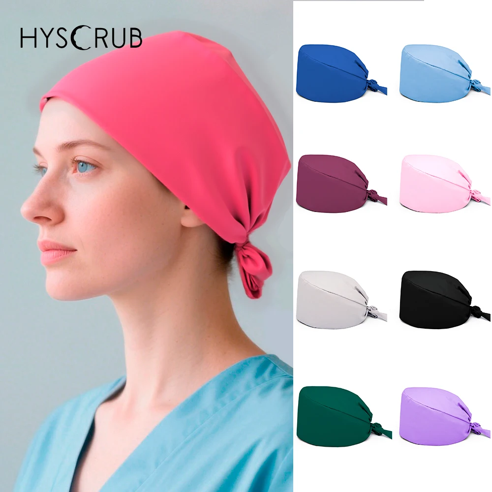 Women's solid color multi-color surgical cap, reusable medical head cap