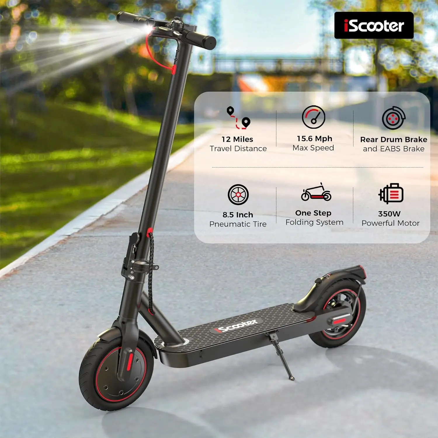 Electric Scooter for Adults, 18/12 Miles Long Range,18/15.6 Mph Top Speed, Commuting Electric Scooter with Cruise Contr