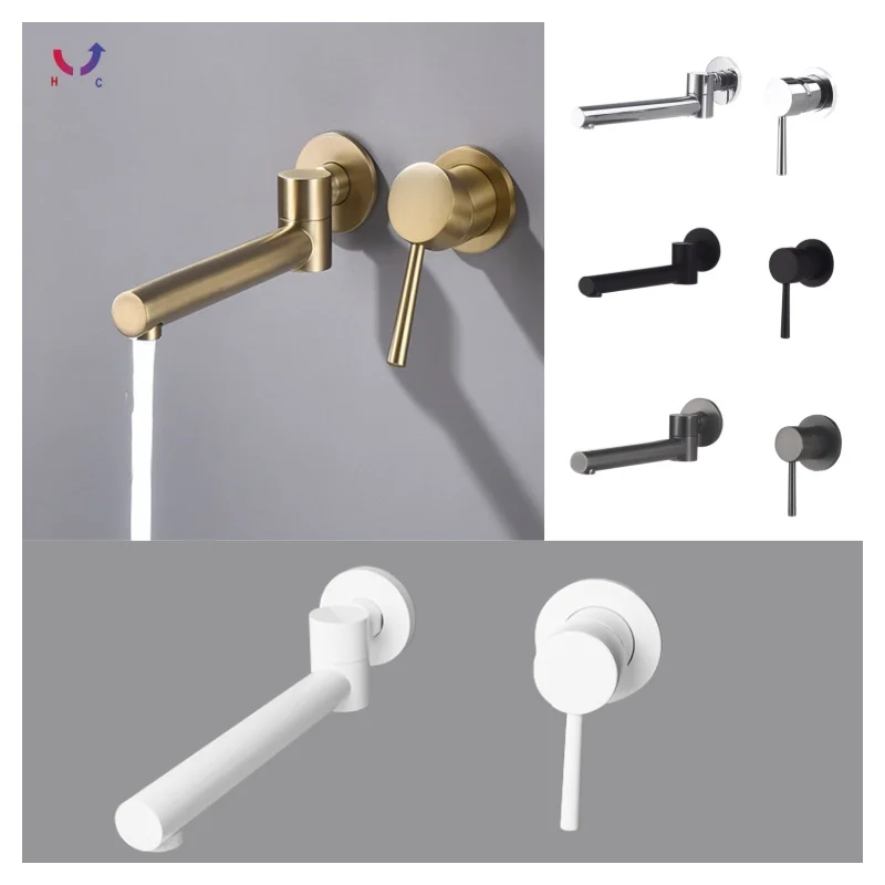 Роскошный настенный смеситель для ванной комнаты из матовой золотой