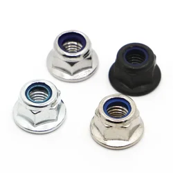 M3 M4 M5 M6 M8 M10 M12 304 A2 Stainless Steel / Carbon Steel  Flange nylon lock nut Insert Lock Nut Self-locking Nylock Locknut