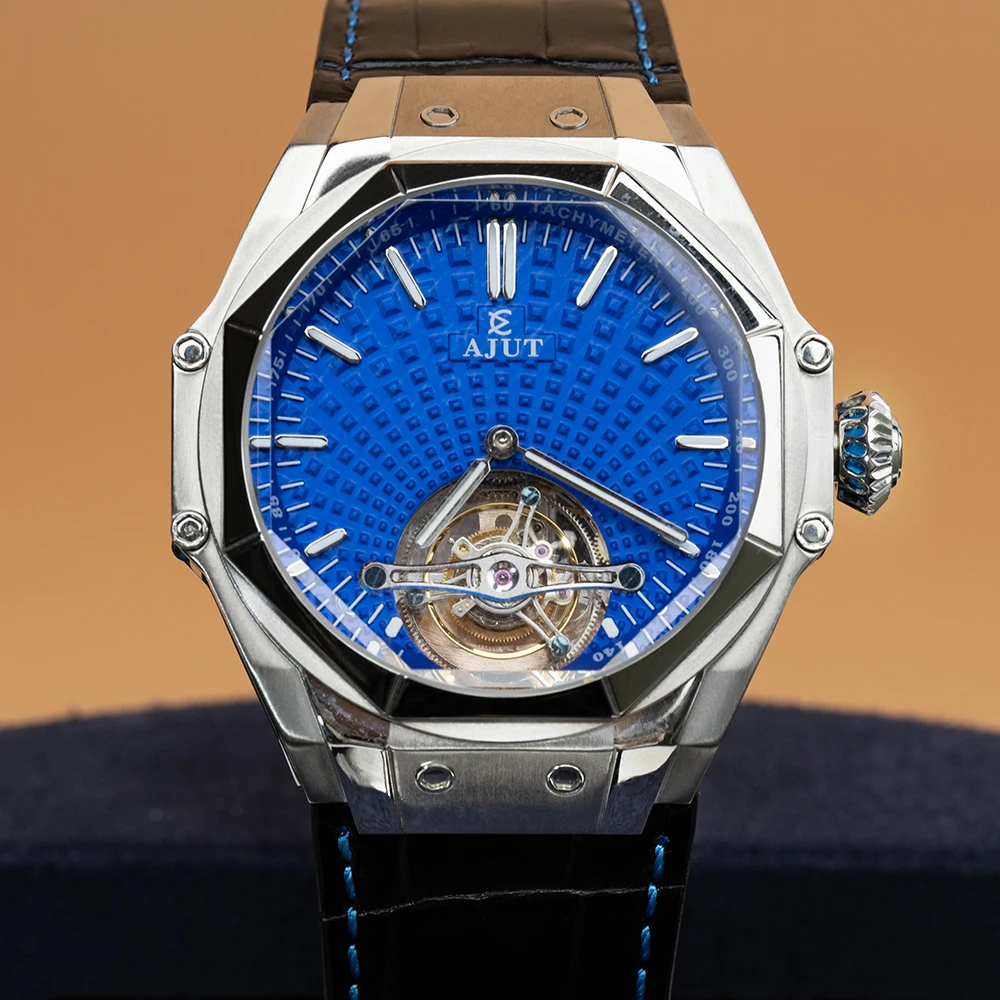 AJUT montre Tourbillon automatique hommes en acier inoxydable 316L squelette mécanique Tourbillon volant montres pour homme saphir 0383