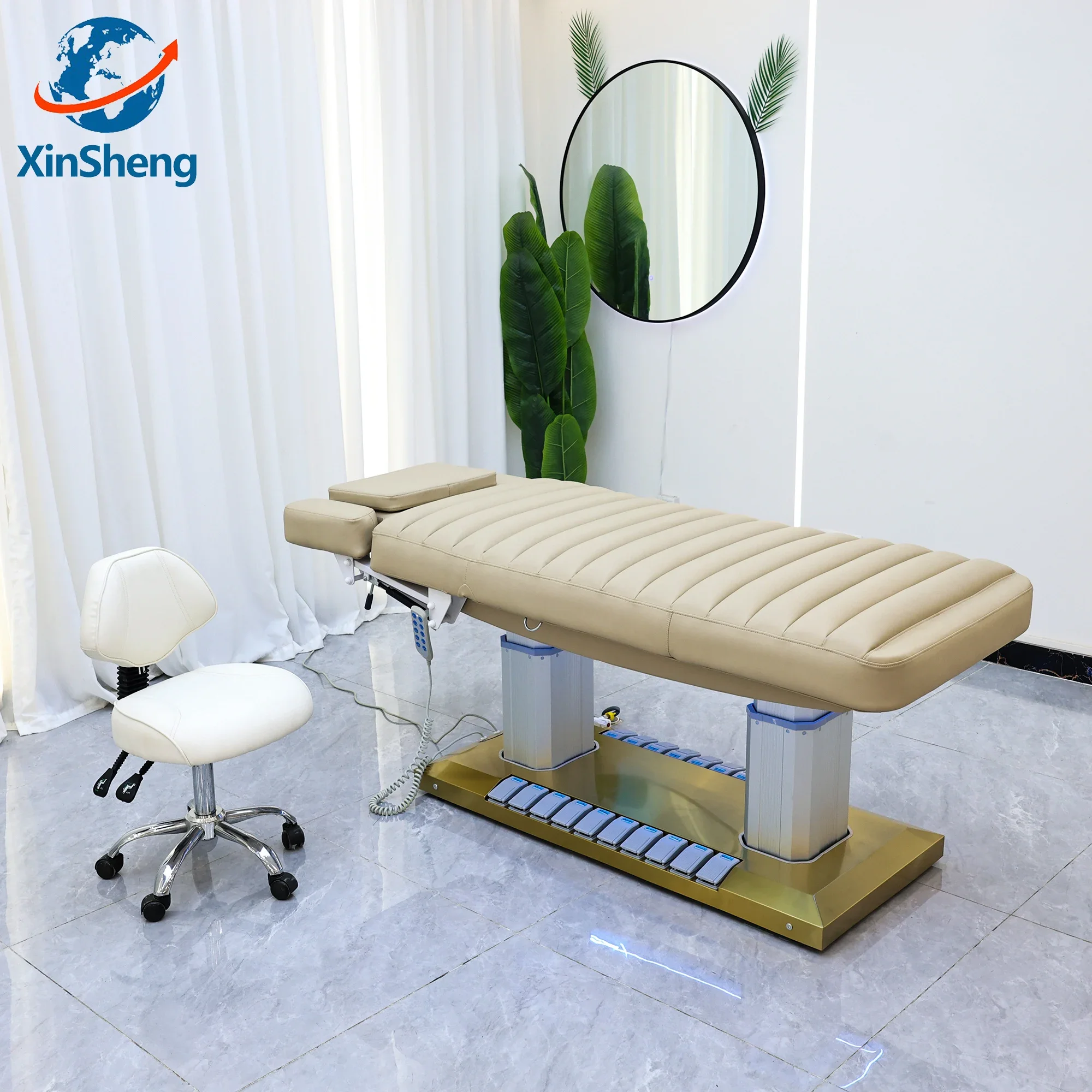 

XinSheng Electric Folding Facial SPA Bed Hydrotherapy Massage Table Salon Eyelash Chair Adjustable Beauty Care Shop Furniture