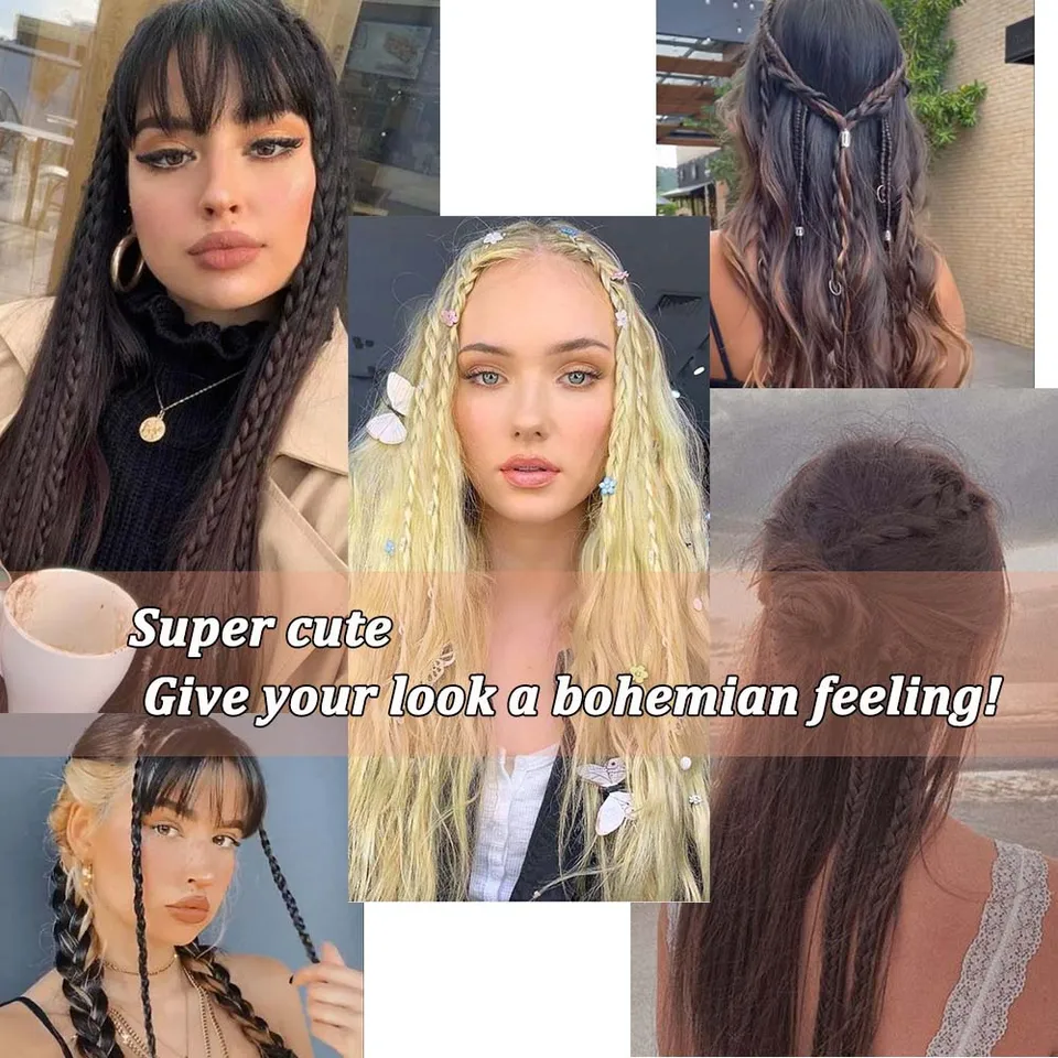 2 piezas de extensión de trenzas caja de 18 pulgadas, clip, estilo boho, fibra de alta temperatura para fiestas y K-POP 6