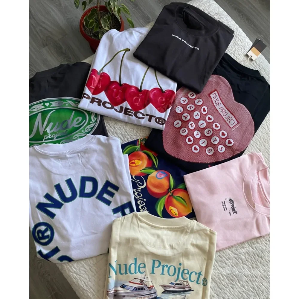 

2025 Leisure Printed T-shirt Women's Fashion Nude T-shirt Women's Leisure Sports Brand Unisexes Large Street Y2K
