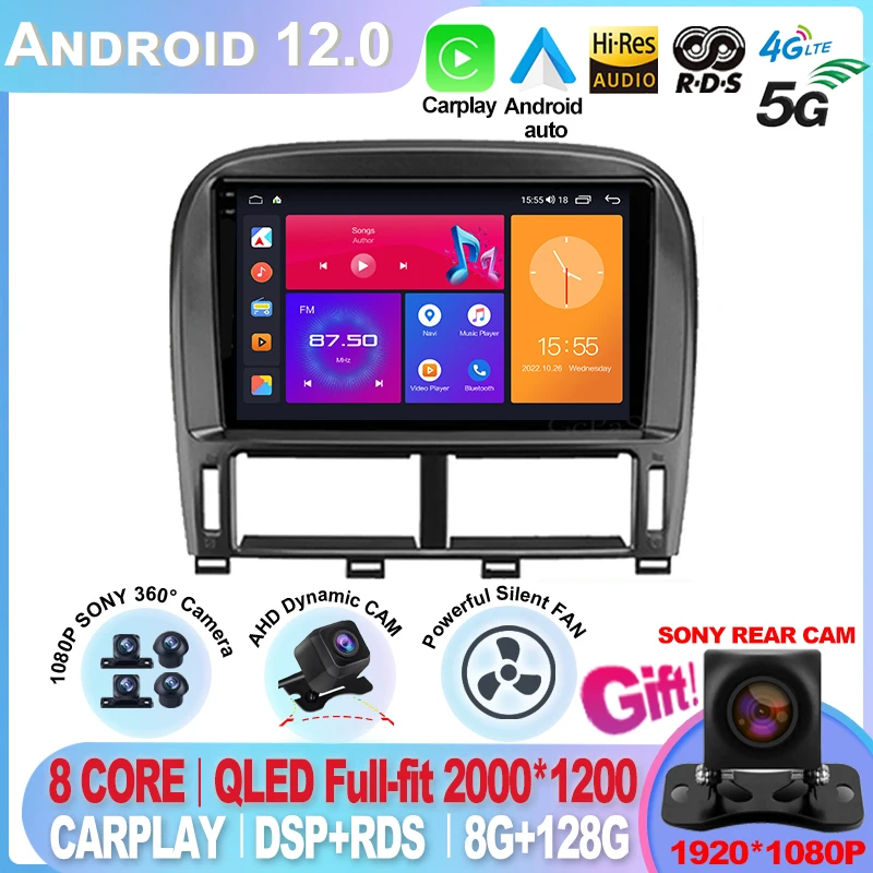 For Lexus LS430 XF30 LS 430 2000-2006 For Toyota Celsior XF30 2000-2006 Android 12 Car Radio Multimedia Video Player Navigation