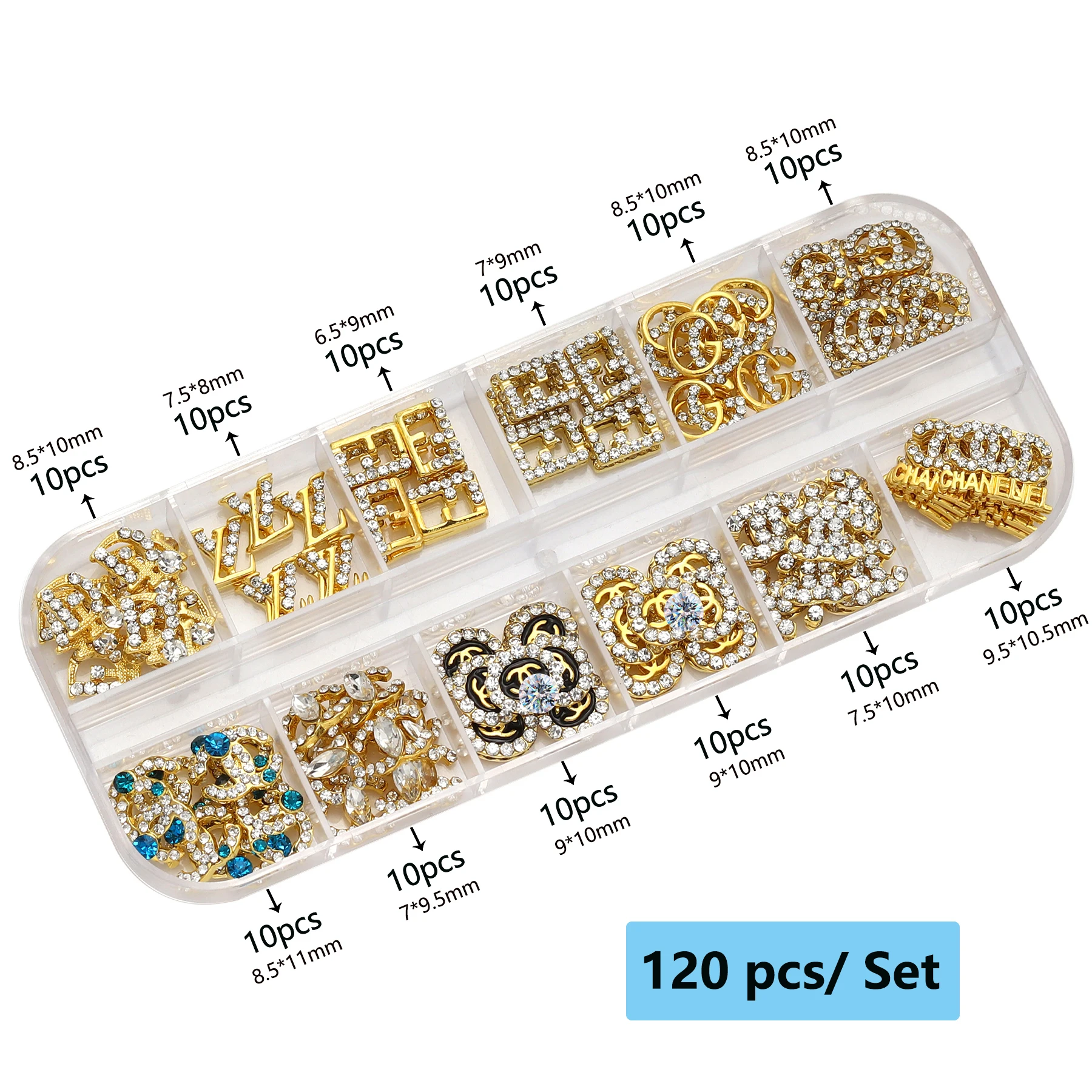 

60/120pcs/Set 3D Luxury Metal Nail Art Decorations Alloy Shiny Rhinestones Pearl Gems Zircon Diamond Charms DIY Nail Accessories